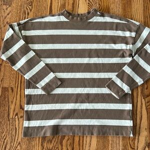 AYR Half day shirt off white/brown stripe XS